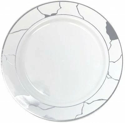 Promo 🤩 Posh Setting White and Gold/Silver Round Plastic Wedding Value Set (120 Servings) - Marble ❤️ 8 Promo 🤩 Posh Setting White and Gold/Silver Round Plastic Wedding Value Set (120 Servings) - Marble ❤️ - Image 6