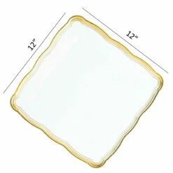 Cheap 🌟 Posh Setting 12 X 12 Inch Square White and Gold Rim Plastic Serving Tray 6 Pack 😍 -Cheap poshsetting Store 12x12golddimensions