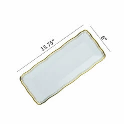 Best Sale 🔔 Posh Setting 13.75 X 6 Inch Rectangle White And Gold Rim Plastic Serving Tray ⌛ -Cheap poshsetting Store 13x6golddimensions