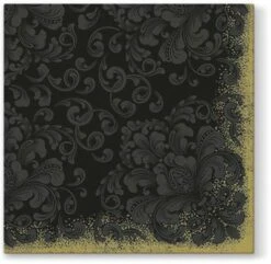 Best Sale 🔔 Posh Setting Rococo Black Airlaid 1/4 Fold Dinner Napkin - 50 Pack 🔔