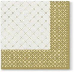 Best Pirce 🛒 Posh Setting Subtle Grid Gold Airlaid Dinner Napkin 1/4 Fold - 50 Pack 🤩