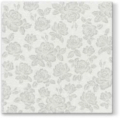 Budget 🎉 Posh Setting Subtle Roses Silver Airlaid 1/4 Fold Dinner Napkin - 50 Pack 🎁