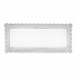 Wholesale 🔔 Posh Setting White Plastic Oblong Flower Design Tray - 2 Count 👏