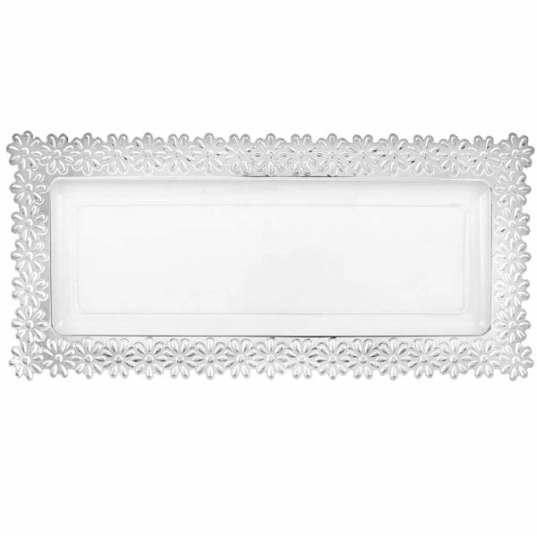 Discount ✔️ Posh Setting Clear Plastic Oblong Flower Design Tray - 2 Count ❤️ 3 Discount ✔️ Posh Setting Clear Plastic Oblong Flower Design Tray - 2 Count ❤️