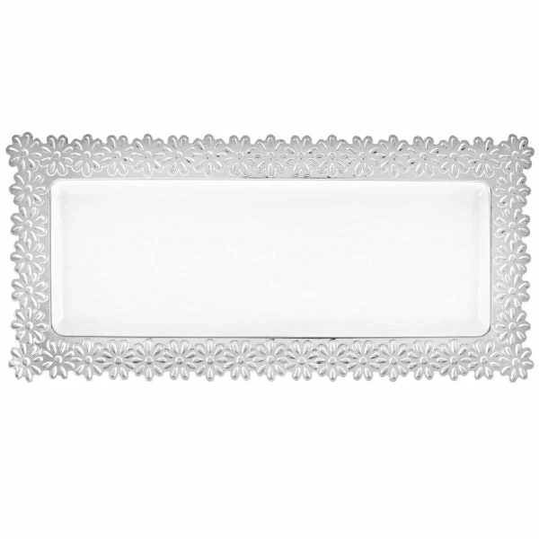 Wholesale π Posh Setting White Plastic Oblong Flower Design Tray - 2 Count π 4 Wholesale π Posh Setting White Plastic Oblong Flower Design Tray - 2 Count π - Image 2
