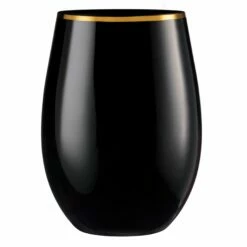 Best reviews of 💯 Posh Setting 16 oz. Black Stemless Wine Goblets with Gold Rim 6 Pack 😍