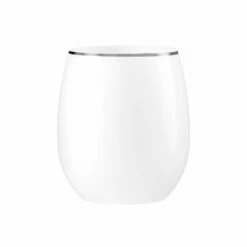 Buy 🤩 Posh Setting 12 oz. White Stemless Wine Goblets With Silver Rim 6 Pack 👏