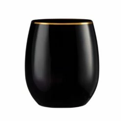 Top 10 ✨ Posh Setting 12 oz. Black Stemless Wine Goblets With Gold Rim 6 Pack 😉