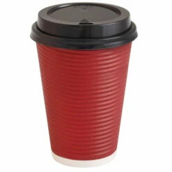 Cheap π Posh Setting Insulated Ripple Red Paper Coffee Cups with Lids π€©