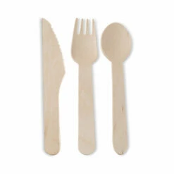 Promo 👍 Posh Setting Palm Leaf Disposable Eco Friendly Wooden Cutlery Combo - 200 Piece Set 🔥