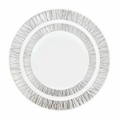 Best deal 🎁 Posh Setting 40 count Combo Pack White and Silver Round Plastic Dinnerware set (20 Guests) - Twig 🔥 -Cheap poshsetting Store 2787 1 1 600x600 1