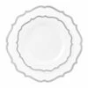 Outlet 🎉 Posh Setting 32 count Combo Pack White and Silver Round Plastic Dinnerware set (16 Guests) - Contemporary 🎉