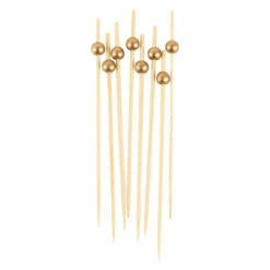 Budget ⭐ Posh Setting 6 Inch Bamboo Gold Ball Picks - 100 Count 💯