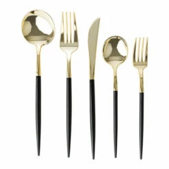 Outlet ✨ Posh Setting Novelty Collection Black/Gold Flatware 32 Count 😀