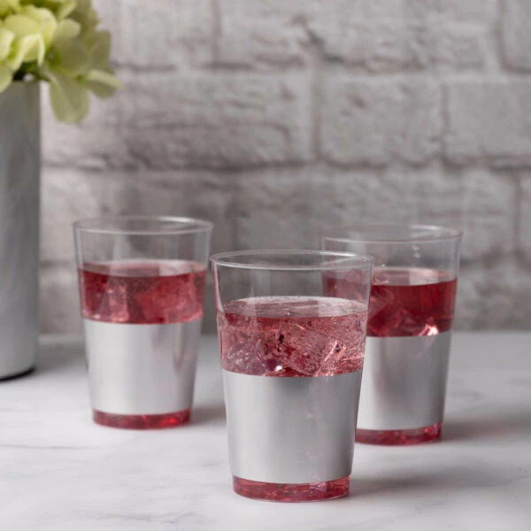 Best Pirce 💯 Posh Setting 12 Oz Clear/Silver Hard Plastic Round Party Cups 10 Pack 🎉 4 Best Pirce 💯 Posh Setting 12 Oz Clear/Silver Hard Plastic Round Party Cups 10 Pack 🎉 - Image 2