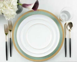 Promo 😍 Posh Setting 20 Pack White and Gold Round Plastic Dinnerware Set (10 Guests) - Edge 🎉 -Cheap poshsetting Store 3684 G 600x485 0285ebb7 0e5b 426f a032 ba6dfdc71223