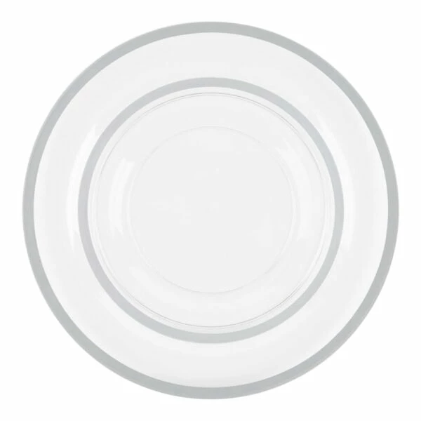 Wholesale 🧨 Posh Setting 32 Pack Clear and Silver Rim Plastic Dinnerware Set (16 Guests) - Contrast 🧨 3 Wholesale 🧨 Posh Setting 32 Pack Clear and Silver Rim Plastic Dinnerware Set (16 Guests) - Contrast 🧨