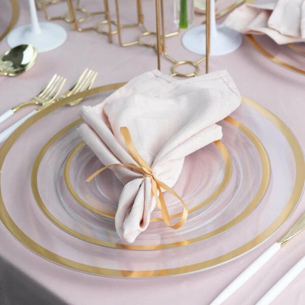 New π Posh Setting 32 Pack Clear and Gold Rim Plastic Dinnerware Set (16 Guests) - Contrast π€© 4 New π Posh Setting 32 Pack Clear and Gold Rim Plastic Dinnerware Set (16 Guests) - Contrast π€© - Image 2