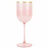 Discount 👍 Posh Setting 12 Oz Pink Gold Rim Plastic Wine Goblets 5 Pack 🎉