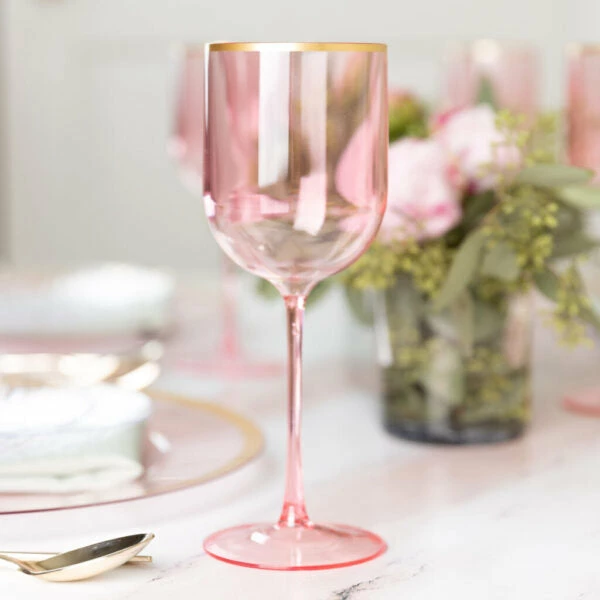 Discount π Posh Setting 12 Oz Pink Gold Rim Plastic Wine Goblets 5 Pack π 4 Discount π Posh Setting 12 Oz Pink Gold Rim Plastic Wine Goblets 5 Pack π - Image 2