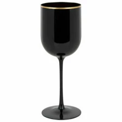 Hot Sale 🥰 Posh Setting 12 Oz Black/Gold Rim Plastic Wine Goblets 5 Pack 🌟