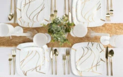Budget π Posh Setting 32 Pack White and Gold Square Plastic Dinnerware Set (16 Guests) - Impulse π 12 Budget π Posh Setting 32 Pack White and Gold Square Plastic Dinnerware Set (16 Guests) - Impulse π -Cheap poshsetting Store 3751 D 600x373 d488394f b16b 4c1b 9c95 162ca72147ff