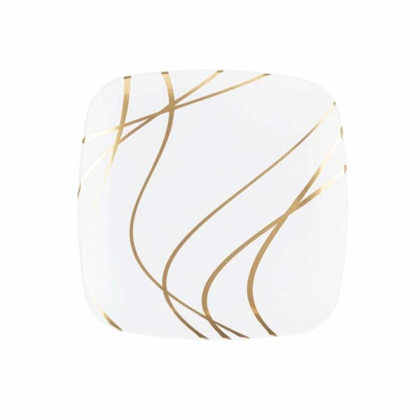 Budget π Posh Setting 32 Pack White and Gold Square Plastic Dinnerware Set (16 Guests) - Impulse π 9 Budget π Posh Setting 32 Pack White and Gold Square Plastic Dinnerware Set (16 Guests) - Impulse π - Image 7
