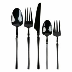 Outlet 😉 Posh Setting Infinity Collection Black Flatware Set 40 Pieces - Setting for 8 ⌛