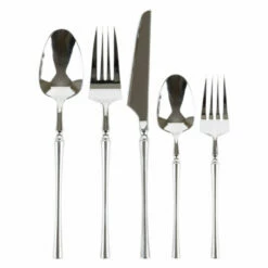 Wholesale 🛒 Posh Setting Infinity Collection Silver Flatware Set 40 Count-Setting for 8 👍