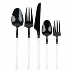Flash Sale 🧨 Posh Setting Infinity Collection Black/White Flatware Set 40 Pieces - Setting for 8 😀