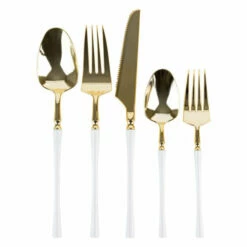 Cheapest 😍 Posh Setting Infinity Collection Gold/White Flatware 20 Count 🔥 -Cheap poshsetting Store 3783 B 600x600 1