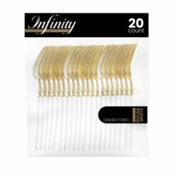 Cheapest 😍 Posh Setting Infinity Collection Gold/White Flatware 20 Count 🔥