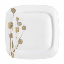 Buy ❤️ Posh Setting 32 Pack White and Gold Square Plastic Dinnerware Set (16 Guests) - Dandelion 🥰
