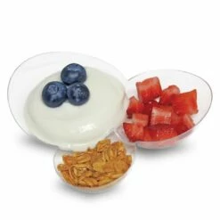 Wholesale 🎁 Posh Setting 3 Section Clear Plastic Mini Egg Shaped Dish-12 Count ✔️