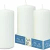 Best Sale ⌛ Posh Setting White Pillar Candles Unscented Dripless Clean Burning Smokeless Dinner Candle 4" x 8" 2 Pack 👍