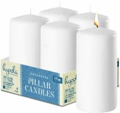 Buy ⭐ Posh Setting White Pillar Candles Unscented Dripless Clean Burning Smokeless Dinner Candle 2" x 4" 4 Pack 🔥