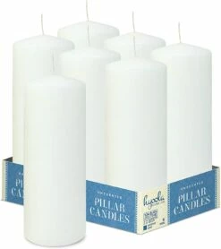 Buy 🛒 Posh Setting White Pillar Candles Unscented Dripless Clean Burning Smokeless Dinner Candle 3" x 8" 6 Pack ⌛