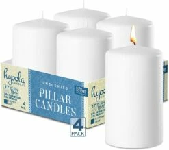 Brand new 🔥 Posh Setting White Pillar Candles Unscented Dripless Clean Burning Smokeless Dinner Candle 2" x 3" 4 Pack 👍