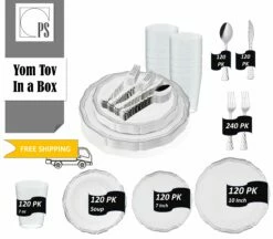 Best Sale π₯° Posh Setting White and Gold/Silver Round Plastic Wedding Value Set (120 Servings) - Aristocrat βοΈ