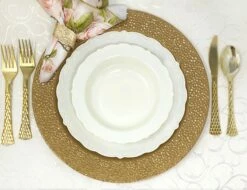 Best Sale 🎁 Posh Setting 60 Piece Cream Round Plastic Dinnerware Value Set - Casual 🎁 -Cheap poshsetting Store CasualCollectionIvory2