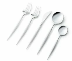 Flash Sale ⌛ Posh Setting Noble Collection Silver And White Flatware Set 40 Count-Setting for 8 ✔️
