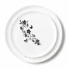 Promo 👍 Posh Setting 20 Pack White and Black Round Plastic Dinnerware Set (10 Guests) - Garden Edge 🎉
