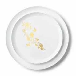 Best deal π Posh Setting 20 Pack White and Gold Round Plastic Dinnerware Set (10 Guests) - Garden Edge βοΈ