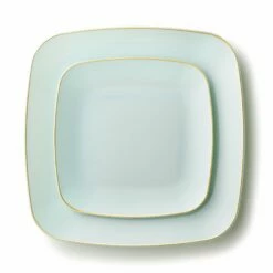 Best Pirce β¨ Posh Setting 32 Pack Turquoise and Gold Square Plastic Dinnerware Set (16 Guests) - Classic Square β