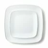 Best Sale 🎉 Posh Setting 32 Pack White and Silver Square Plastic Dinnerware Set (16 Guests) - Classic Square 🔔
