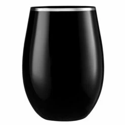 Best Pirce 🎉 Posh Setting 16 oz. Black Stemless Wine Goblets with Silver Rim 6 Pack 💯
