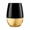 Brand new 😀 Posh Setting 16 Oz Black Stemless Wine Goblets with 🔨 Hammered Gold Design 6 Pack 🔔
