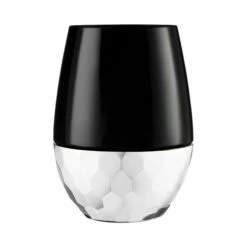 Best reviews of 🔔 Posh Setting 16 Oz Black Stemless Wine Goblets with 🔨 Hammered Silver Design 6 Pack ⌛