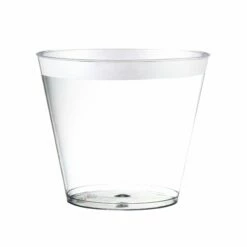 Budget π Posh Setting 9 Oz Silver Plastic Cups Old Fashioned Tumblers With Silver Rim π