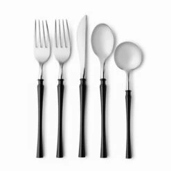 Cheapest 🎁 Posh Setting Fusion Collection Black/Silver Flatware Set 40 Count - Setting for 8 🛒